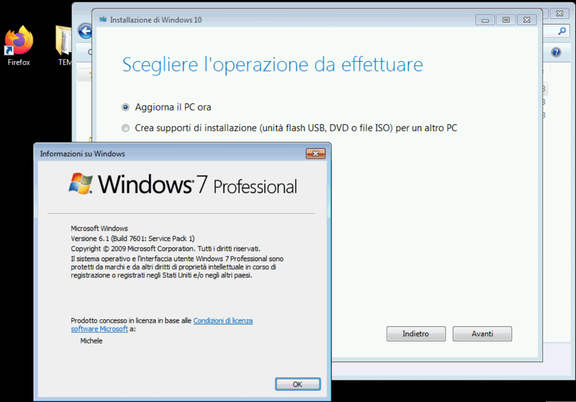 Avvio Media Creation Tool per aggiornamento Windows 7 a Windows 10