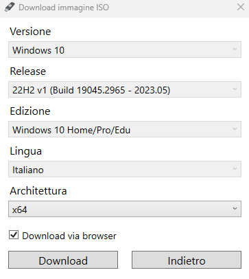 Download immagine Windows 10 ISO