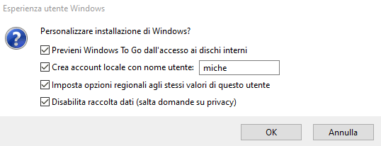 Personalizzare Windows To Go