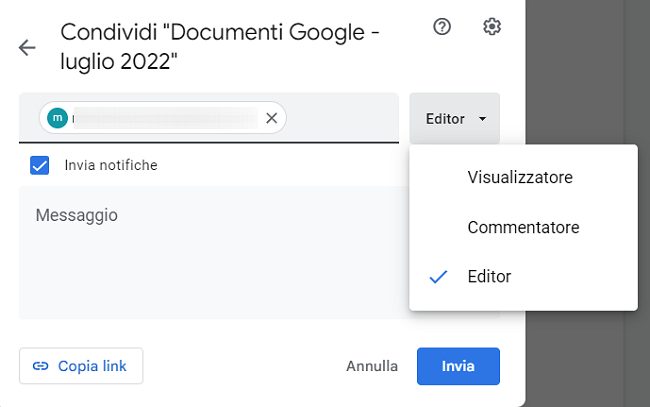 Documenti Google come condividere usare segnalibri link e