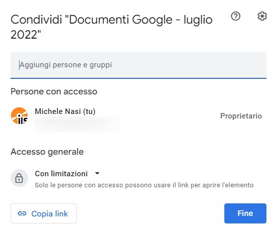 Documenti Google come condividere usare segnalibri link e