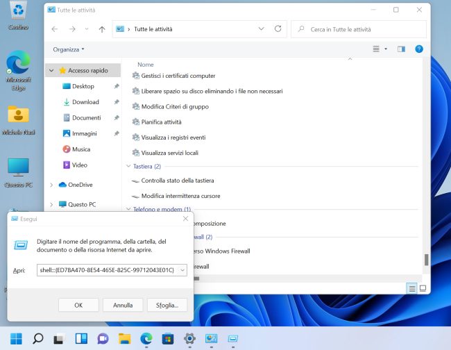 Configurare Windows 10 e Windows 11 con la God mode