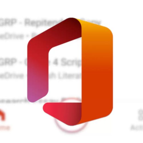 Logo del pacchetto software Microsoft Office su un riquadro che si trova su  uno sfondo rosso trasparente. Spazio di copia Foto stock - Alamy