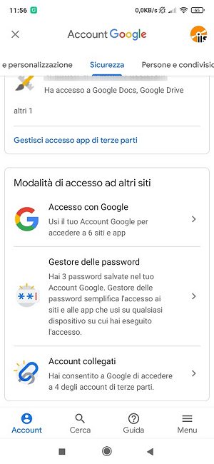 Impostazioni Google Android, gestore delle password Smart Lock