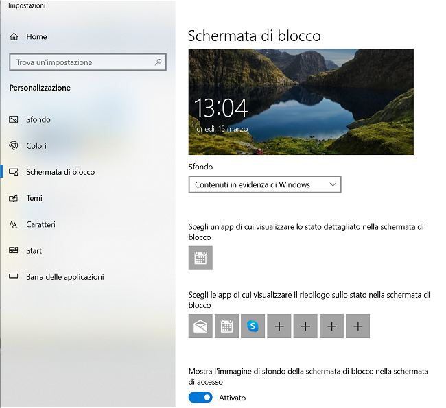 Personalizzazione del desktop di Windows 10