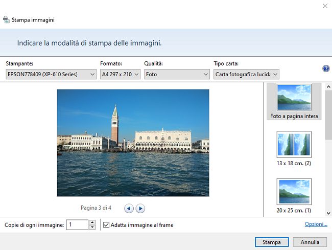 Stampa foto con Windows 10 senza usare altri programmi