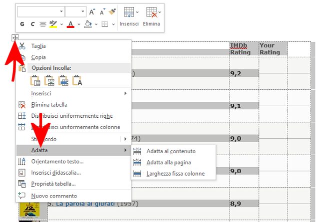 Tabella Word: allineare, ruotare e convertire da testo