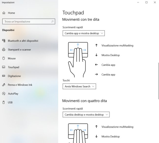 Tasti del mouse, touchpad e tastiera in Windows 10 e 11 