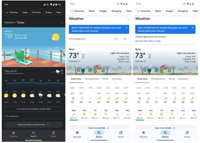 Google Weather interfaccia nuova 