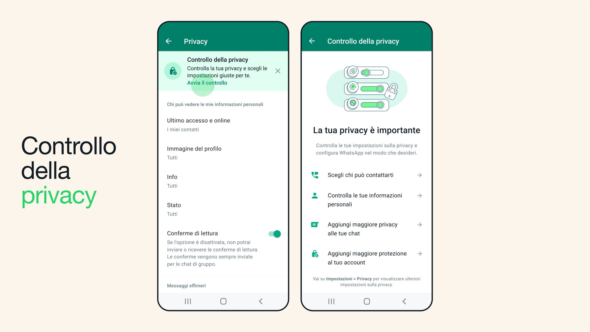 WhatsApp - Controllo della Privacy