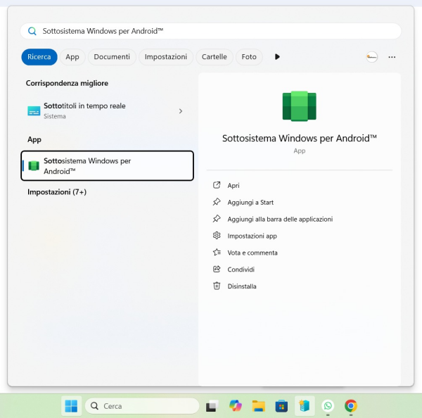 Sottosistema Windows per Android, WSA