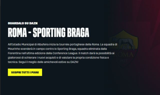 Roma Sporting Braga streaming DAZN