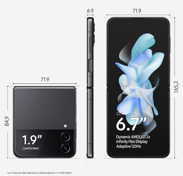 Samsung Galaxy Z Flip4 - Dimensioni