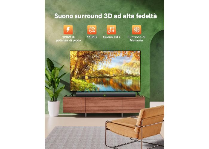 Soundbar Amazon offerta telecomando 120W