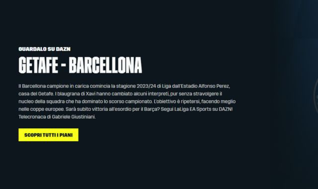 Getafe Barcellona streaming DAZN