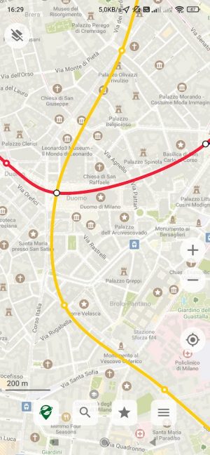 Linea metro con Organic Maps