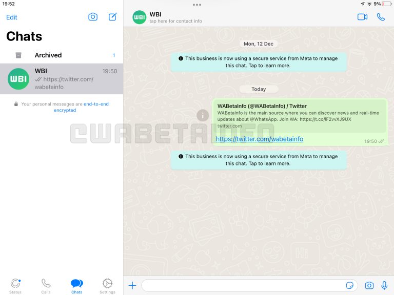 WhatsApp per iPad - Beta