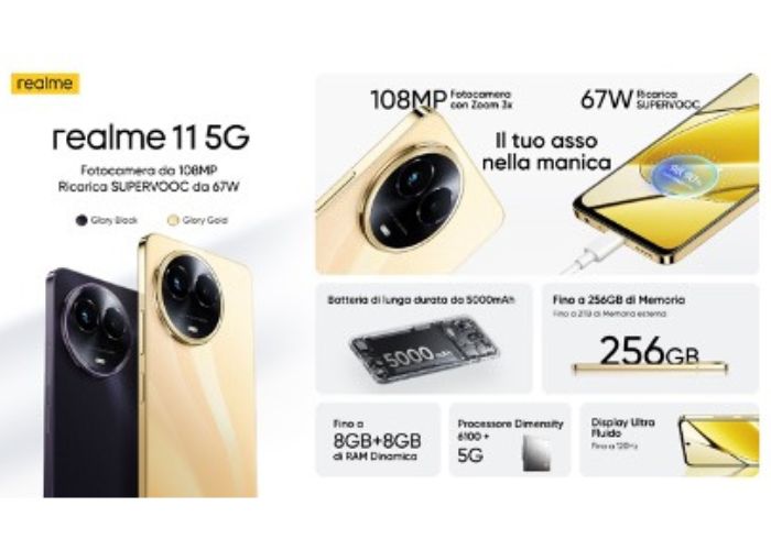 Realme 11 5G è ufficiale, specifiche tecniche e prezzi per l'Italia 