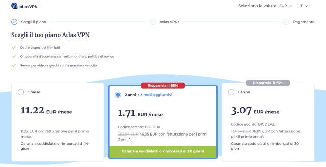 atlasvpn 1-71 euro al mese per 2 anni