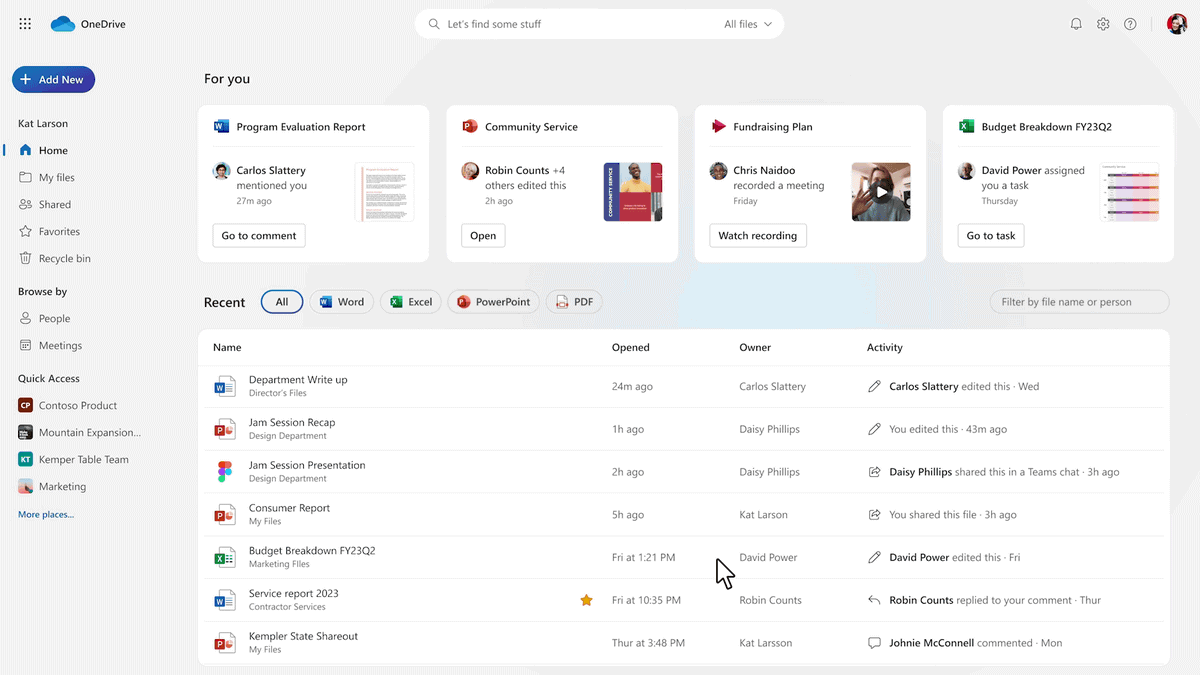 OneDrive 3.0: nuova schermata home
