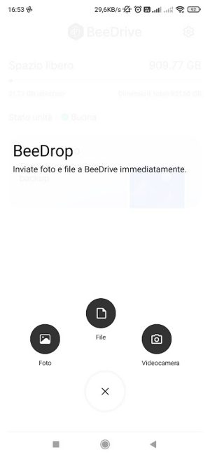 Inviare file a distanza da smartphone a BeeDrive