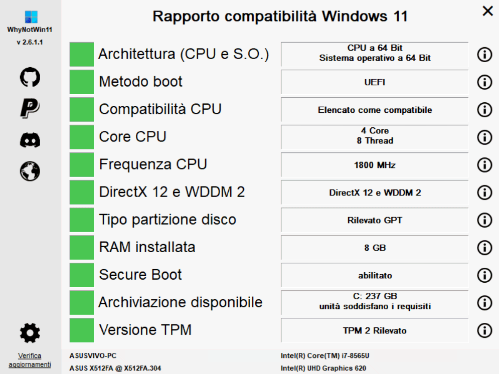 Verificare compatibilità Windows 11 con WhyNot11