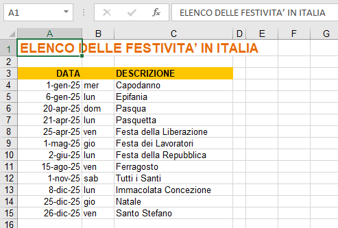 Calendario 2025 festività in Italia