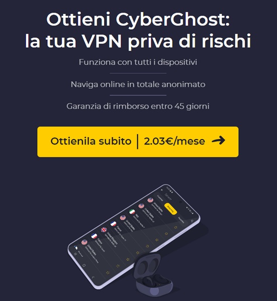 cyberghost 2,03 euro al mese
