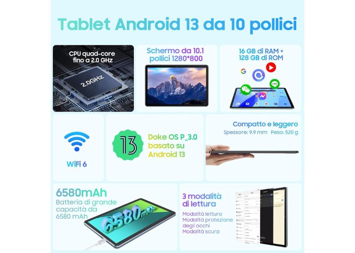 Meno di 100 EURO per comprare il tablet da 16 GB di RAM con Android 13