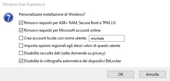 Differenza balenaEtcher Rufus personalizzazione Windows