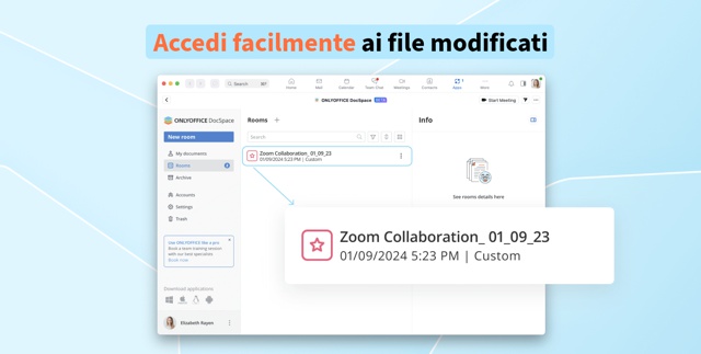 Accesso ai file su OnlyOffice DocSpace per Zoom