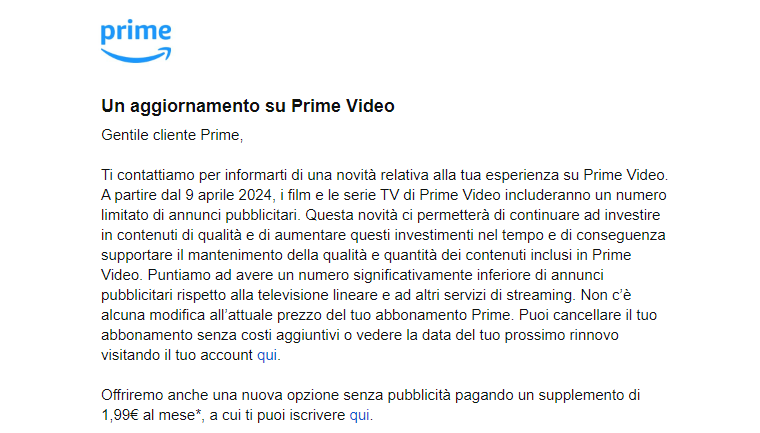 Amazon Prime Video Italia - Spot pubblicitari