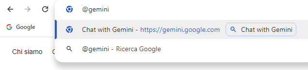 Barra indirizzi Chrome Gemini chat