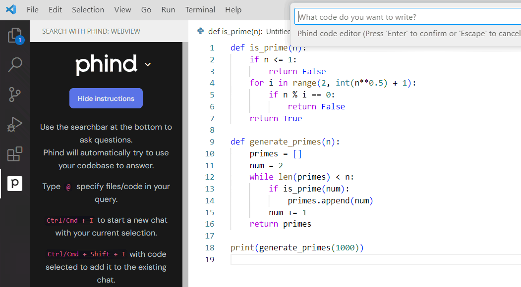Generare codice in-line dentro Visual Studio Code