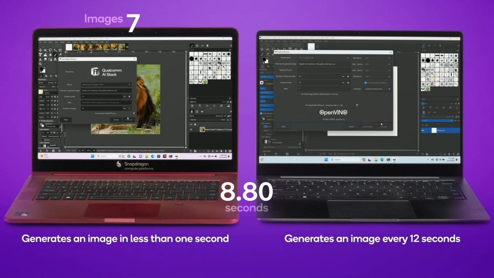 Generazione immagini IA Snapdragon Elite X contro Intel Core Ultra