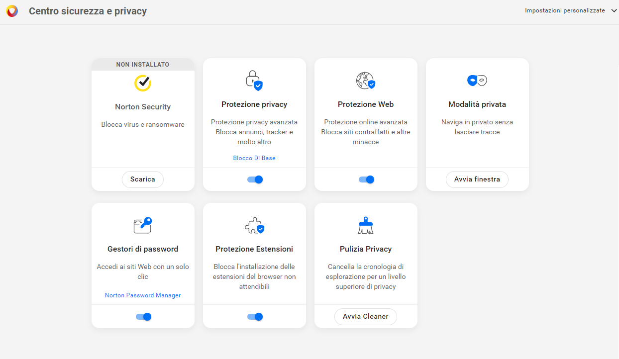norton browser centro sicurezza privacy