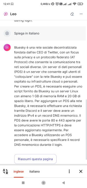 Leo assistente digitale IA Brave Browser