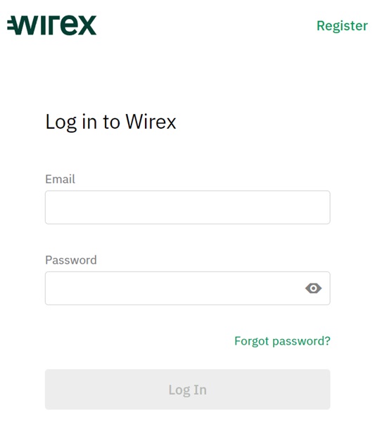 wirex registrazione account