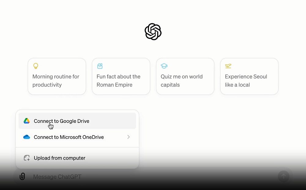 ChatGPT, importazione documenti Google Drive OneDrive