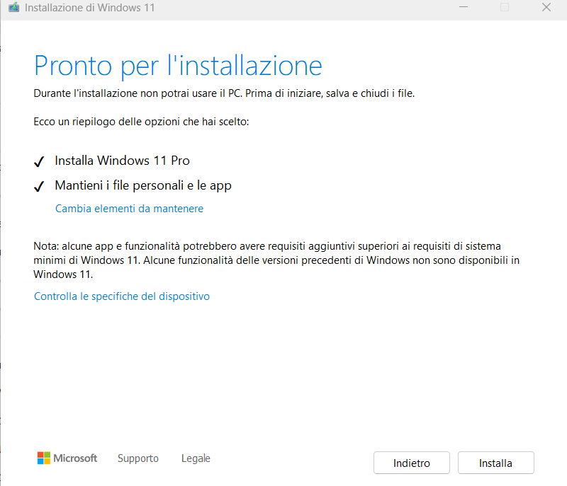Aggiornamento Windows 11 24H2
