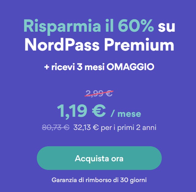 nordpass premium 60 per cento