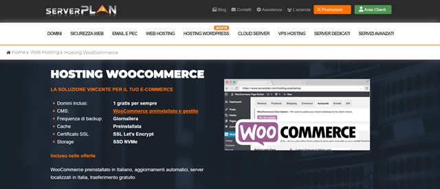 serverplan hosting woocommerce pagina