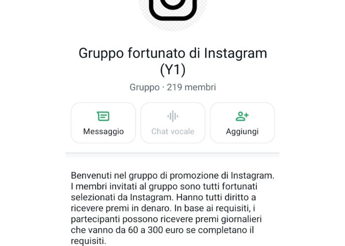 WhatsApp e il Gruppo Fortunato di Instagram: la nuova truffa