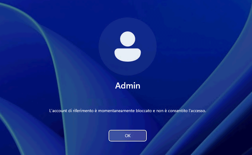 Account riferimento bloccato in Windows