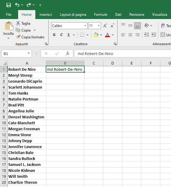 Anteprima suggerimenti Excel