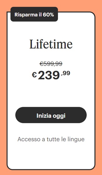 babbel lifetime 60 per cento di sconto