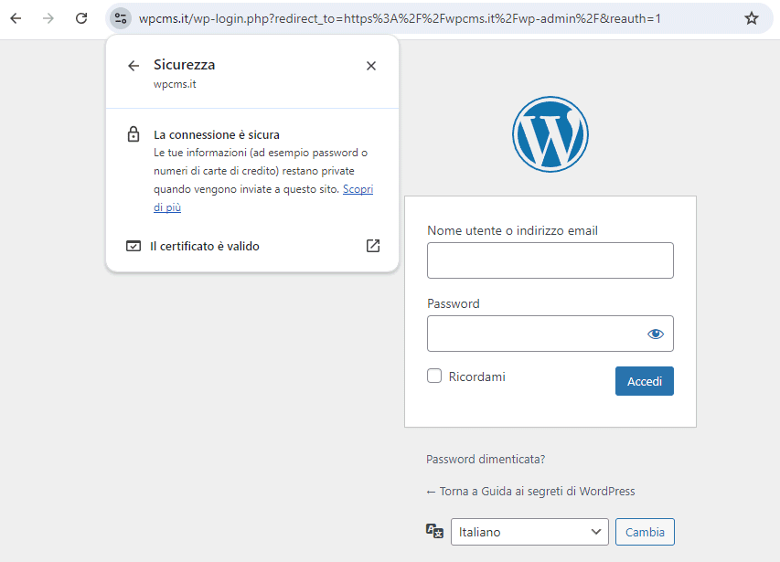 Certificato digitale HTTPS Hosting WordPress