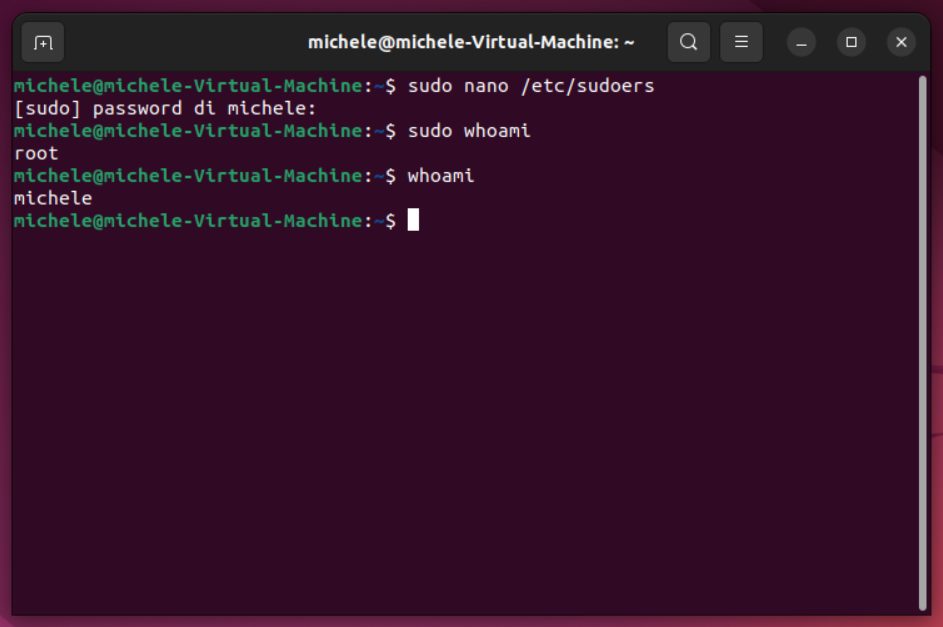 Comando sudo whoami
