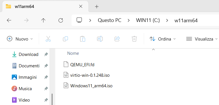 Contenuto cartella Windows on ARM