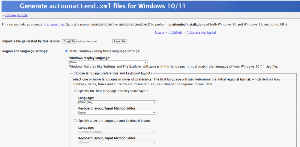 Generatore file autounattend.xml per Windows 11